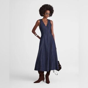 long dress La Femme Scooped Neckline A-Line Dress 33373 Indigo / 2 main image 1
